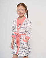 Пижамы, халаты для девочек - 85644-ни - Комплект на девочку сорочка и халатик с цветочками