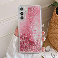 Чохол Glitter для Samsung Galaxy A34 / A346 бампер рідкий блиск акваріум рожевий
