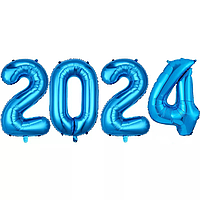 Фольгированные надувные шары цифры 2024 | Синий