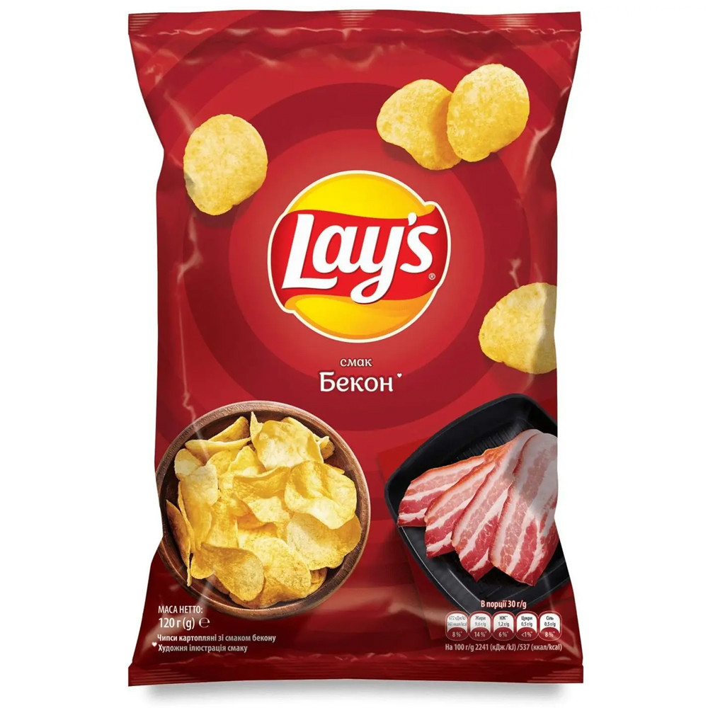 Lay's Чипси картопляні зі смаком бекону 120 г - фото 1 - id-p2006596707