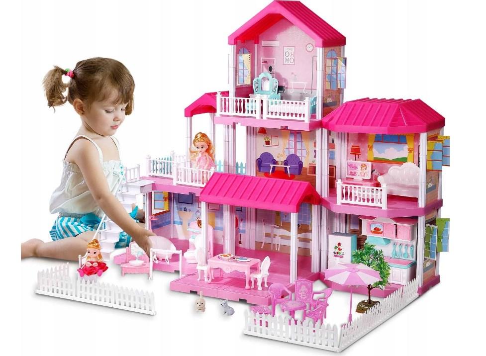 Ляльковий будиночок Kinderini Pretty Villa 3w1 з LED-підсвіткою 71 см, фото 1