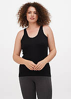 Женская майка EZGI черная стильная лапша рубчик с широкой брительницей, 100% хлопок, Турция