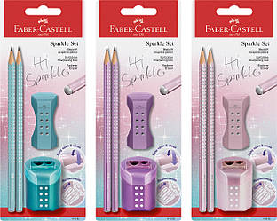 Набір Faber-Castell Sparkle set, 2  чорнографітних олівця + стругачка та гумка, 118282