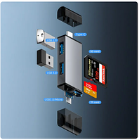 USB HUB Універсальний 7 в 1 (2 USB + Card reader універсальне підключення USB / Micro USB / Type C)