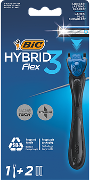 Бритва чоловіча Bic Flex 3 Hibrid з 2 змінними картриджами