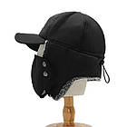 Шапка вушанка з маскою для обличчя Supretto чоловіча зимова, Чорна (8426), фото 3