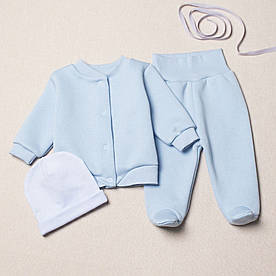 Комплект одягу дитячий 3 од. для хлопчика RoyalBaby Блакитний (трьохнитка на флісі) на зріст 62, 0-6 міс