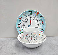 Детский набор столовой посуды Буквы Алфавит Часы Amusing Clock 3 предмета Milika