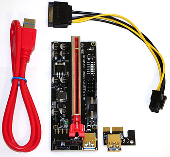 Рейзер (Riser) Card PCI Express ver.010S Plus PCI-E 1X to 16X (6 pin) USB 3.0