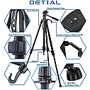 Штатив для камери та телефону NeePho NP-8820 не знімний майданчик + тримач + чохол (56-150см) Чорний, фото 7