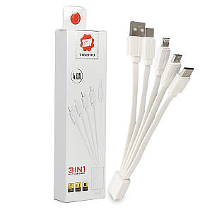 Універсальний USB кабель 4.0A для зарядки 3 в 1. USB IOS / Type-C / Android для швидкої передачі даних T-C008 Білий