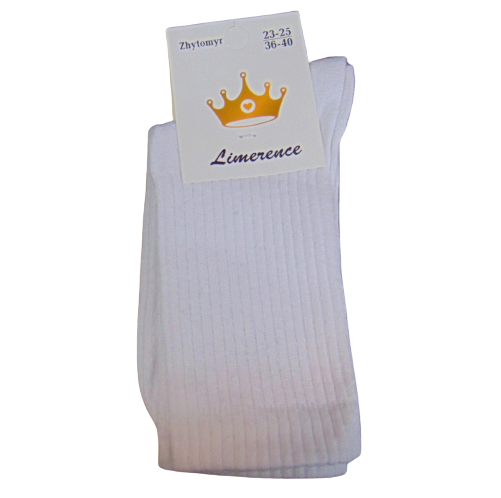 Шкарпетки жіночі високі рубчик бавовна Limerence 36-40 білі
