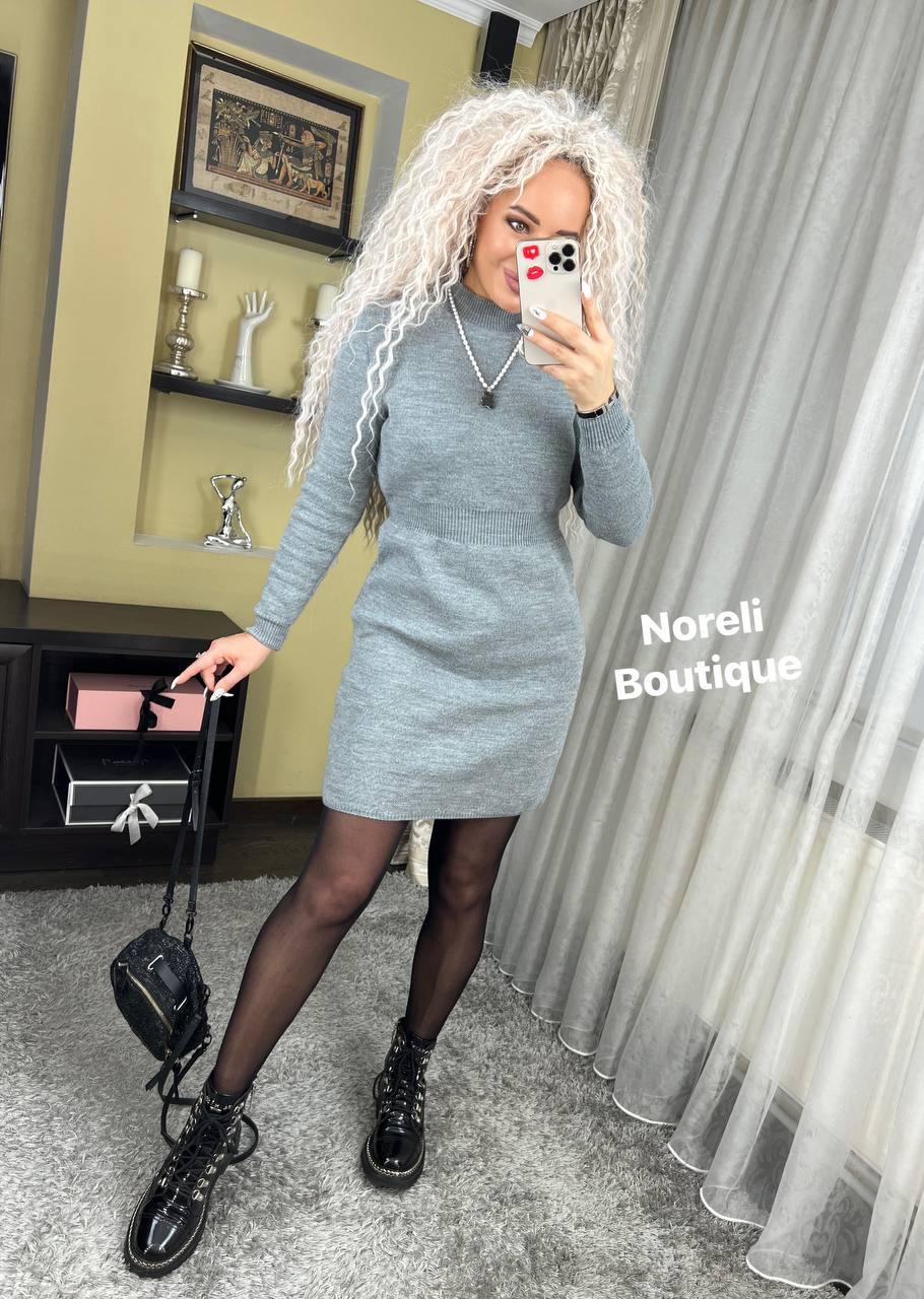 Тепла жіноча базова сукня "Лада" з акрилу на кожен день (Onesize 42-50), Сіра