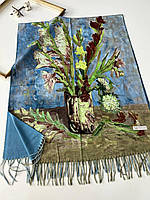 Теплый кашемировый шарф картина Ваза с гладиолусами и астрами Ван Гог 180*70 см