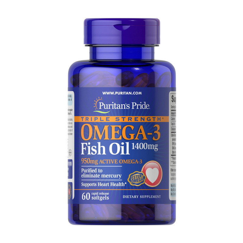 Риб'ячий жир Омега-3 Puritan's Pride Triple Strength Omega-3 Fish Oil 1400 mg 60 softgels