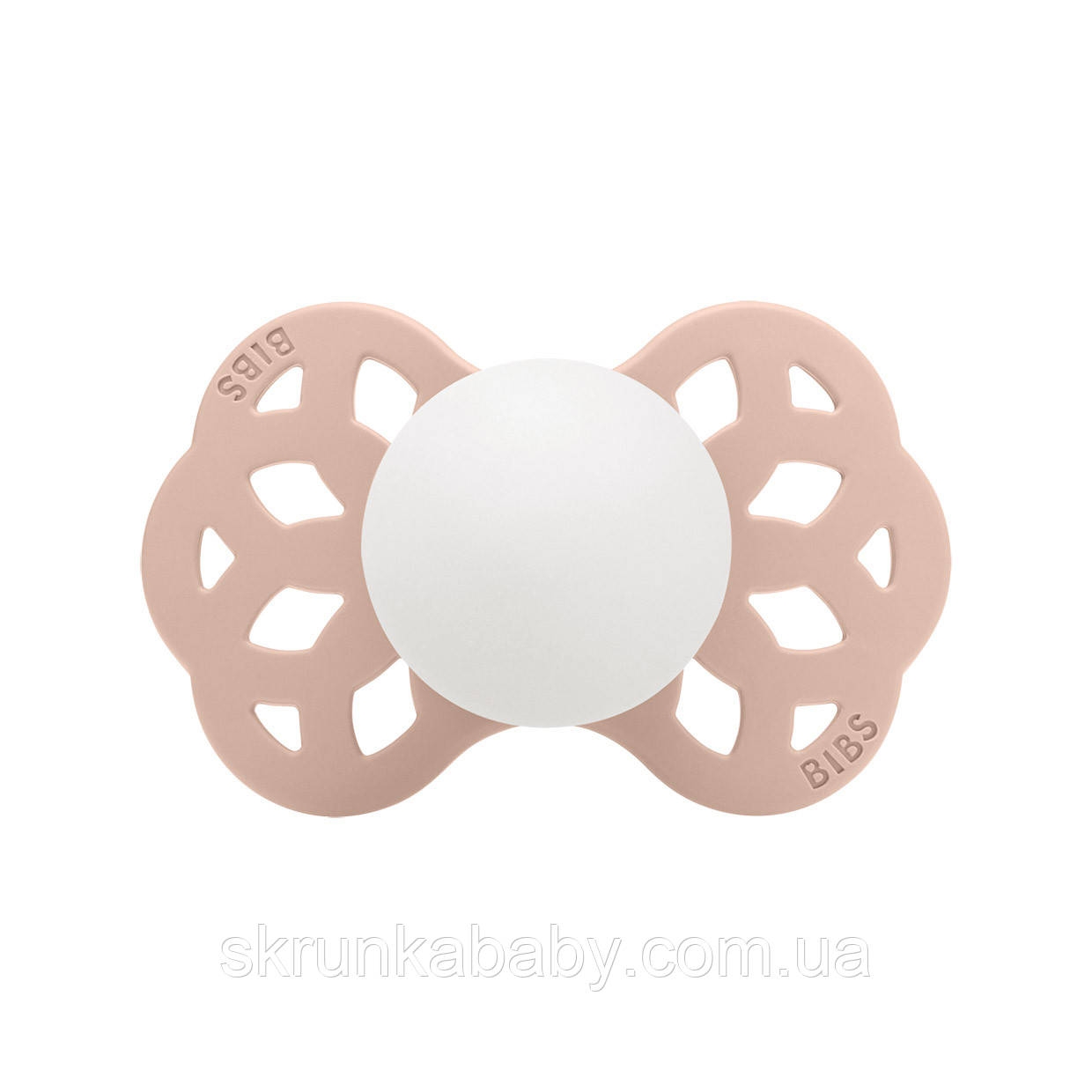 Соска пустушка BIBS Infinity Silicone Anatomical 6-18міс (анатомічна) – Blush GLOW (світиться в темряві), фото 1