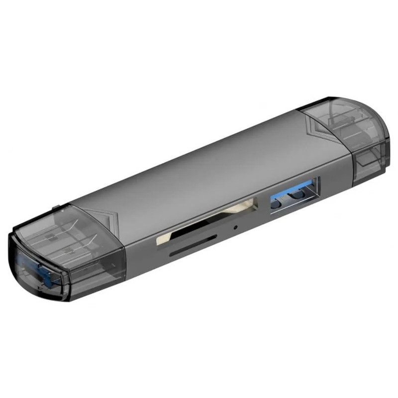 Кардридер Multifunction 6 в 1 Micro USB OTG/USB 2.0/Type-C to TF/SD/USB