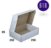 Самосборная коробка для упаковки товаров посылок белая 250х250х85 из микрогофрокартона подарочная