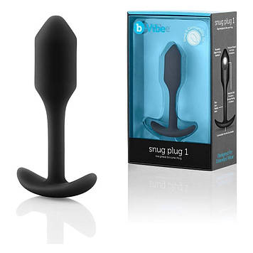 Анальна пробка із зміщеним центром ваги, S, B-vibe Snug Plug 1 чорна, 8.6 х 2.2 см  Bomba💣