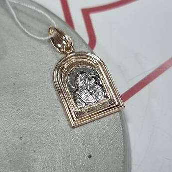 Ладанка золота підвіс з Дівою Марією та Ісусом Христом біле та жовте золото