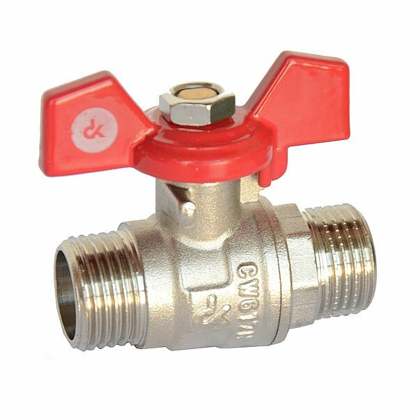 Кран шаровый наружная резьба Ду15 ручка-бабочка Derkaliber Kraft Ру=25 ...