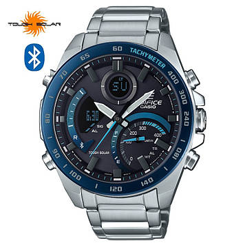 Сталевий наручний годинник чоловічий з підсвічуванням Casio Edifice ECB-900D Bluetooth, Водонепроникний годинник Casio