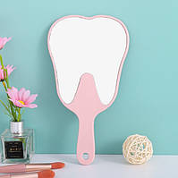 Дзеркало Зуб із ручкою для пацієнта рожеве