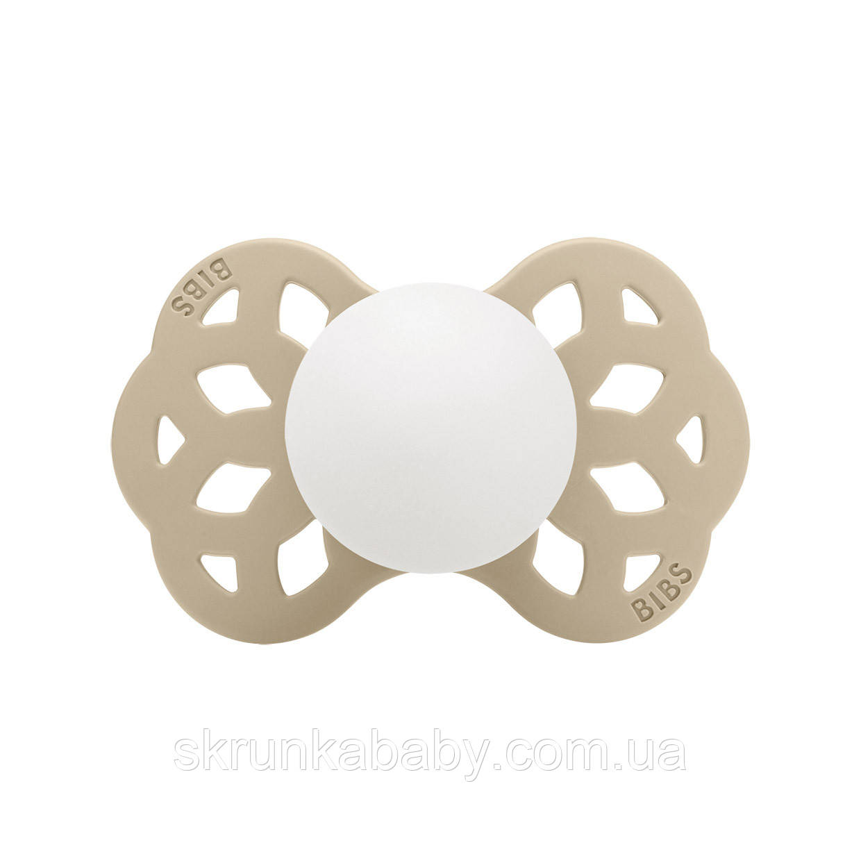Соска пустушка BIBS Infinity Silicone Anatomical 0-6 міс (анатомічна) – Vanilla GLOW (світиться в темряві), фото 1