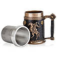 Елих для пива "Битва вікінгів" із чашею з нержавіючої сталі від італійського бренду Veronese об'єм 600 мл, фото 3