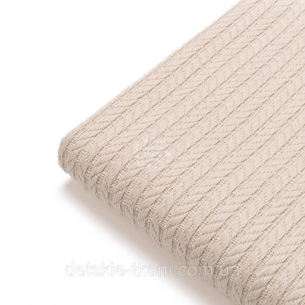 Брак! Клаптик бавовняного полотна "косичка" світло-бежевого кольору, розмір 30*230 см, фото 1