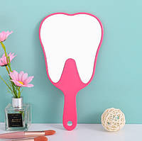 Дзеркало Зуб із ручкою для пацієнта темно рожеве