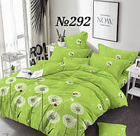 Двуспальный комплект постельного белья с евро простынью бязь GOLD Пакистан (зелёные одуванчики)