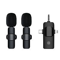 Бездротові мікрофони з шумозаглушенням, петличний мікрофон з акумулятором, Lightning і Type-C