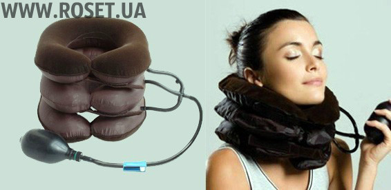 Надувний ортопедичний комір для шиї з системою пневматичної витягнення