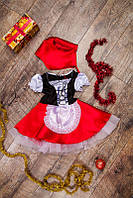 Новорічна дитяча сукня костюм Червона Шапочка 98, 110см сукня з жилетом і шапочка
