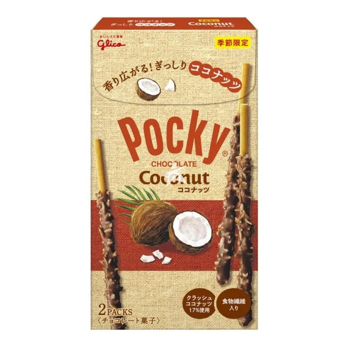 Японські палички Glico Pocky Chocolate Biscuit Stick - Seasonal Limited Coconut 44.2g, фото 1