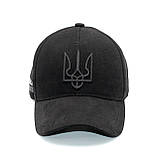Зимова кепка тепла бейсболка чорна з флісовою підкладкою та вишивкою Герб Тризуб Black, фото 3