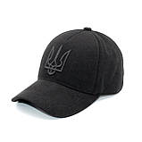 Зимова кепка тепла бейсболка чорна з флісовою підкладкою та вишивкою Герб Тризуб Black, фото 2