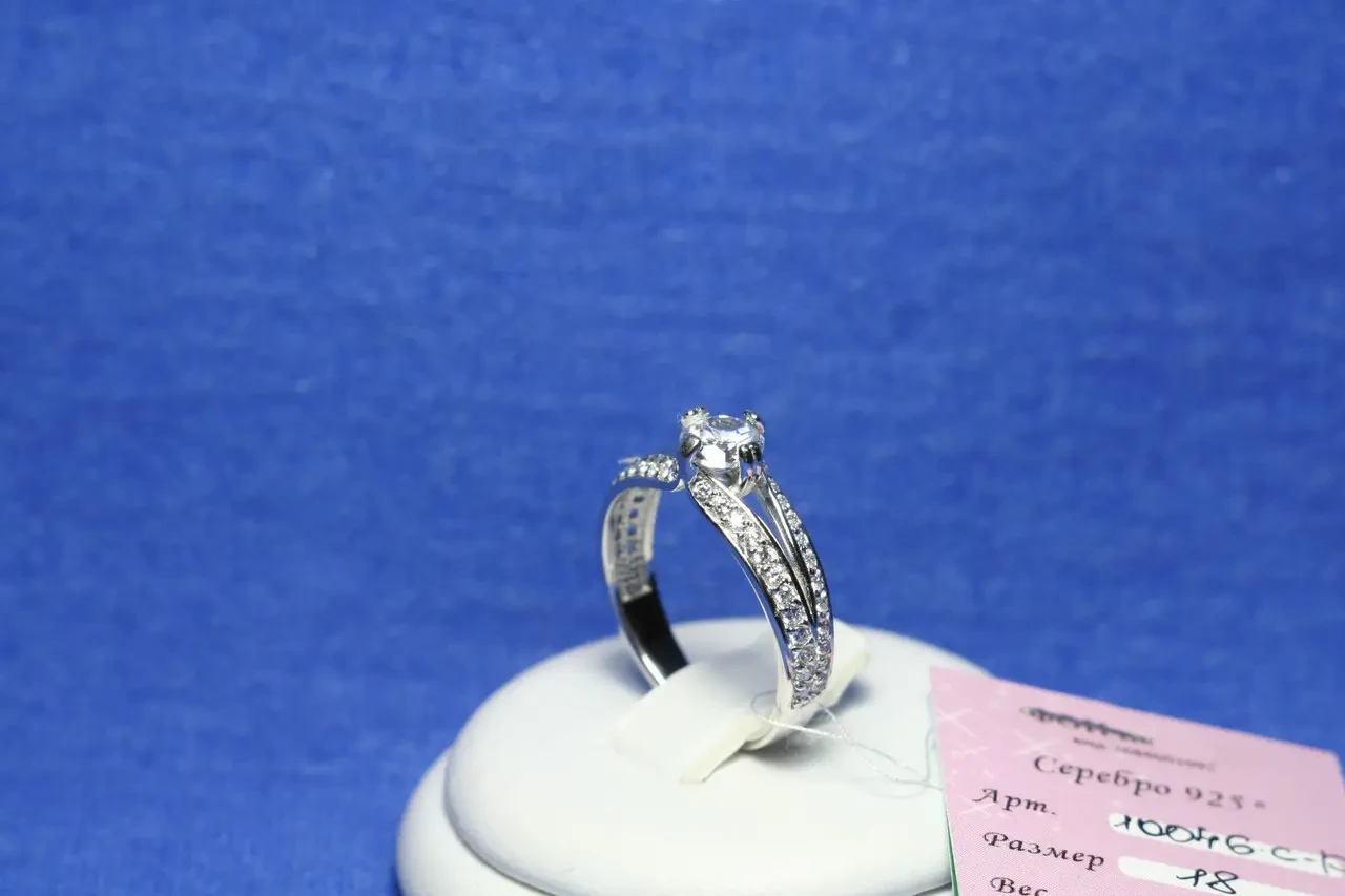 Серебряное кольцо с фианитами Принцесса 10046-с-р - фото 4 - id-p235866820