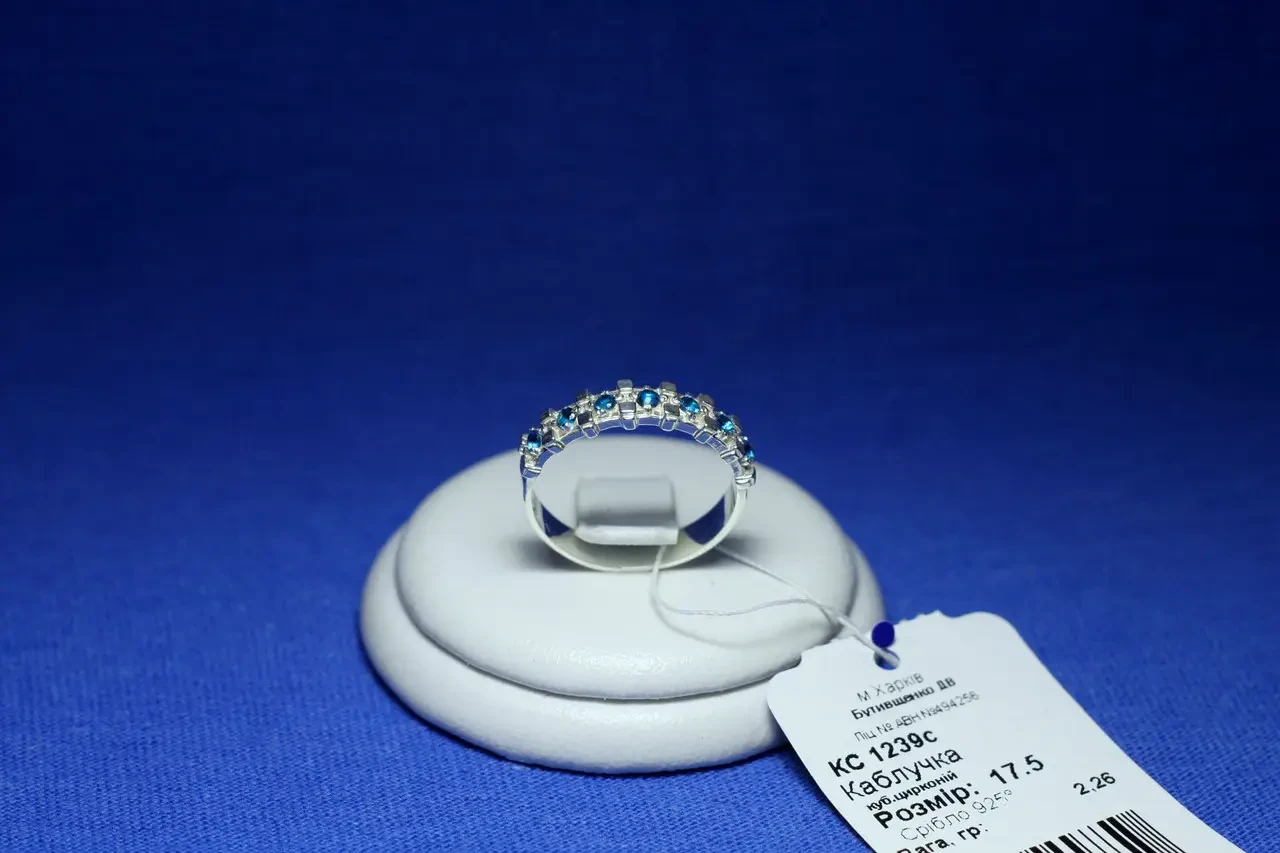 Серебряное кольцо с синим фианитом кс 1239с - фото 2 - id-p437947703