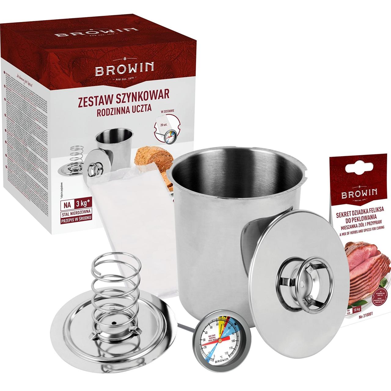 Шинківниця Browin на 3 кг м'яса +термометр+пакети+спеції (313130)