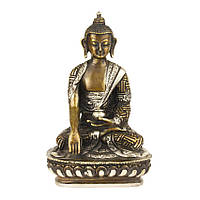 Будда Шакьямуни в жесте победы Бронза Оксидирование Частичное серебрение Ручная работа Kailash 14.7 см (26792)