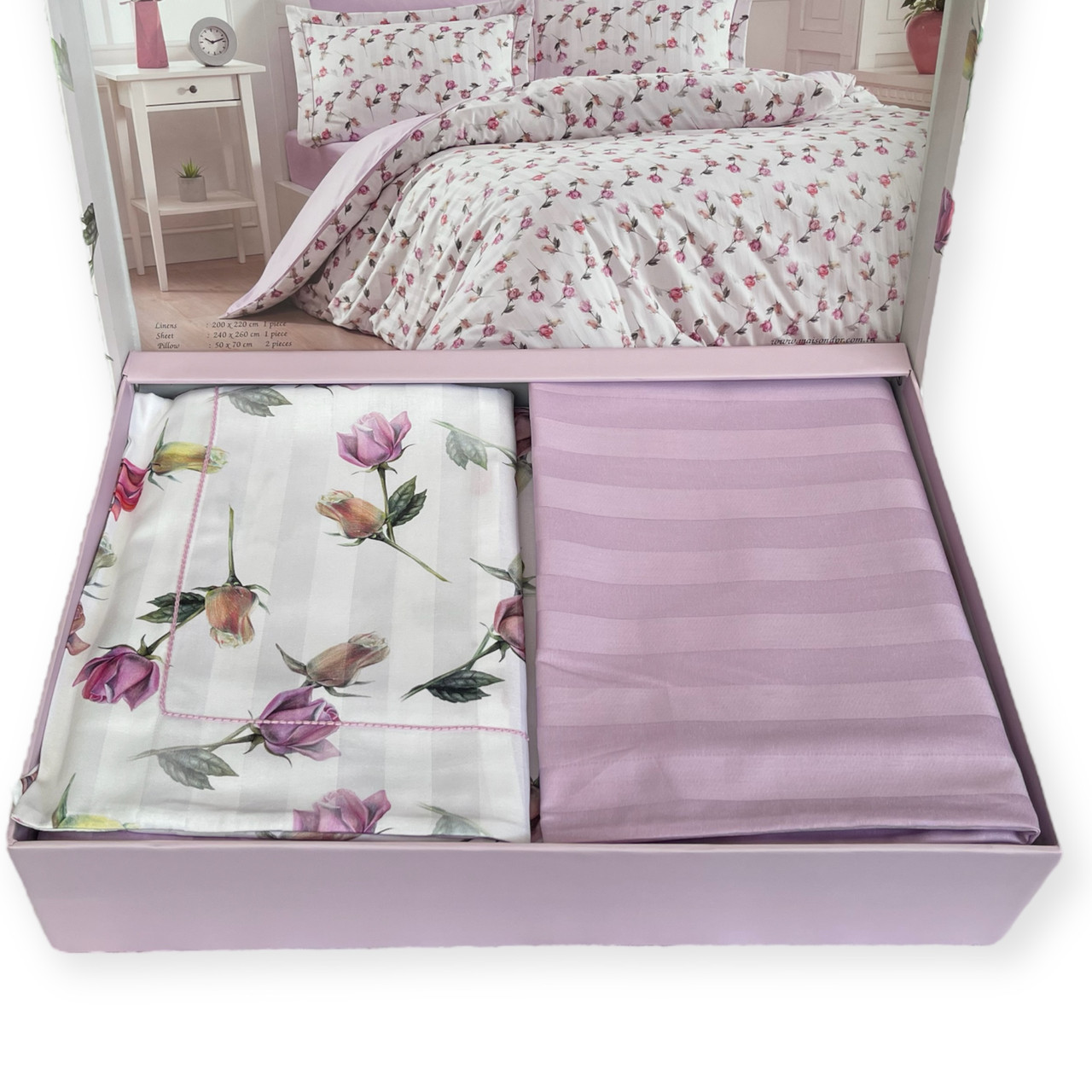 Комплект постельного белья Maison D'or Rose Dream сатин 220-200 см разноцветный - фото 3 - id-p2006798803
