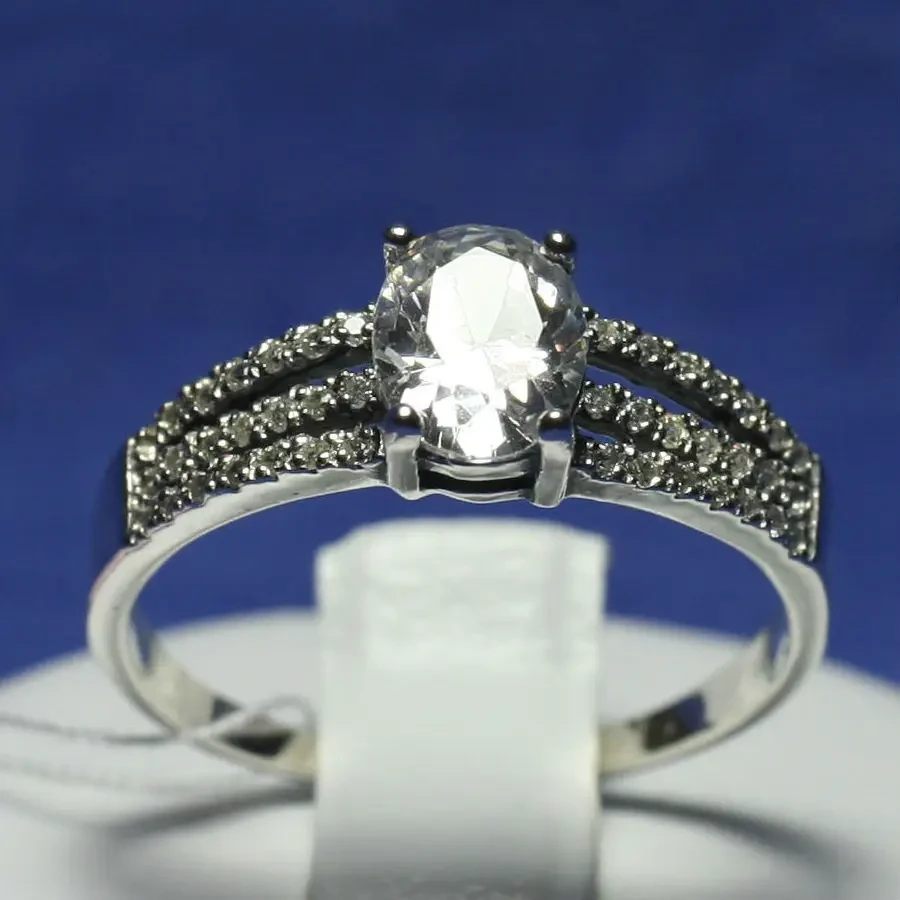 Серебряное кольцо Классическое с фианитами 1038 - фото 1 - id-p170156711