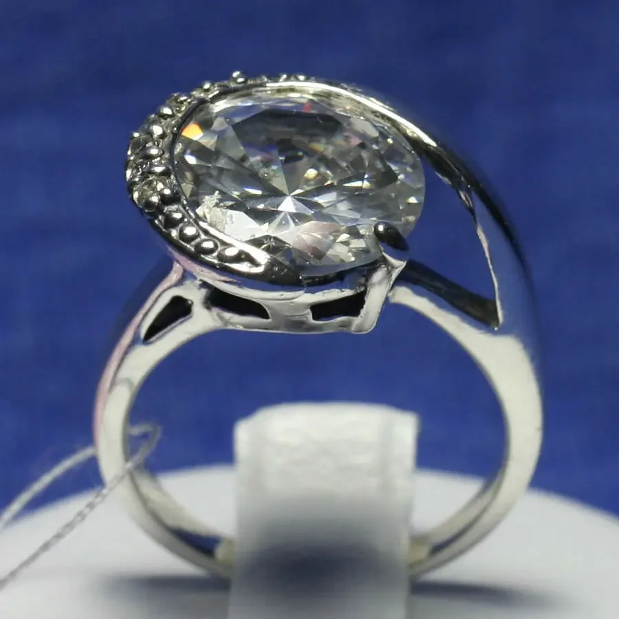 Серебряное кольцо с круглым фианитом 1041 - фото 1 - id-p170157186