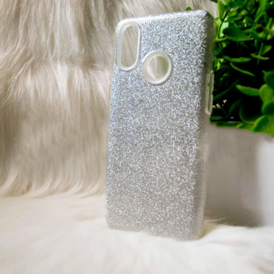 Силиконовый чехол Samsung A10s "Блестки" Серый (silver)