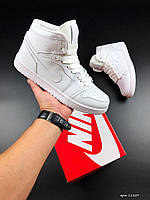 Мужские кроссовки Nike Air Jordan (белые) высокие демисезонные стильные кеды В11809 vkross