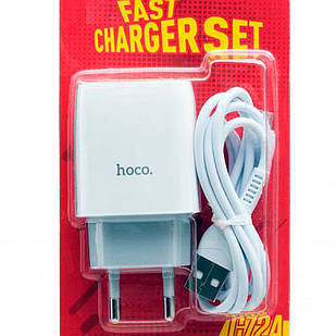 Зарядка для смартфона Lightning Hoco C72A 2.4 A + USB кабель