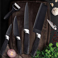Набір кухонних ножів Zepter з ножицями 6 в 1, нержавіюча сталь з керамічним покриттям.