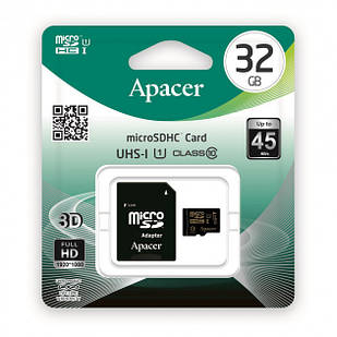 Карта пам'яті Micro SD Apacer 8GB class 10 + adapter